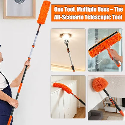 26FT Light Bulb Changer Kit, Telescoping Pole with 2 Gripper Baskets