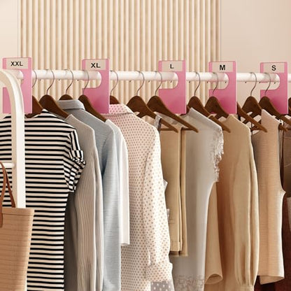 32 Pack White Clothing Rack Size Dividers Plus 75 Labels (1 Inch) and 30 Large Blank Labels, Large Rectangular Clothing Closet Dividers (Pink) - color: Pink, size: 32 PACK
