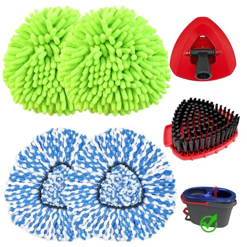 6pcs Mop Head Refills for O Cedar RinseClean 2 Tank Spin Mop System - color: 2blue+2green+2red