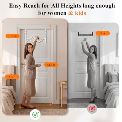 FYY Over The Door Hooks - Door Hanger Towel Rack Organizer, Collapsible No Drill Holder, Heavy Duty Easy to Install, Pads and Wooden Knobs, No-Scratch for Bathroom Clothes Coat Travel, Fit 1-3/4"