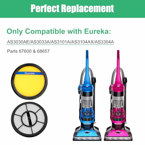 4PCS Washable Filter for Eureka DCF25 & EF7 Fit AS3030AE Vacuum Cleaner