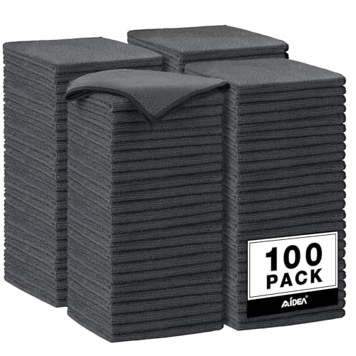 AIDEA Microfiber Cleaning Cloth Grey 100PK, Microfiber Towels 11.5"×11.5" - color: Grey, size: 11.5in.x11.5in.