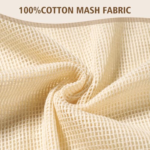 HEAVYWOOD 4-Piece Cotton Mesh Landry Bag Organic Wash Bag for Washing Machine Lingerie Bags for Washing Delicates with Sturdy Anti-Rust Zipper Clothes Washing Bag (4Bags, M) - size: 4 Medium