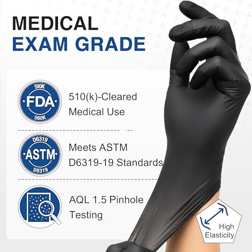 Schneider Black Nitrile Gloves, Gloves Disposable Latex Free, Powder Free - size: X-Small