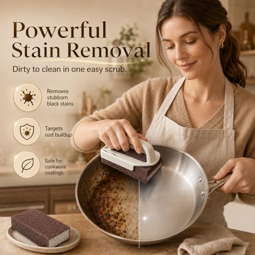 Magic Emery Cleaning Sponge, New Carborundum Sponge, Emery Sponge Brush Eraser Scrub Pad, Pot Scrubber for Removing and Cleaning Pots and Pans (5 PCS)