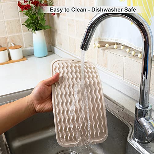 ZLR Small Silicone Drying Mat & Sink Caddy, 6"x12", Cassava White - color: Cassava White, size: 12" x 6"