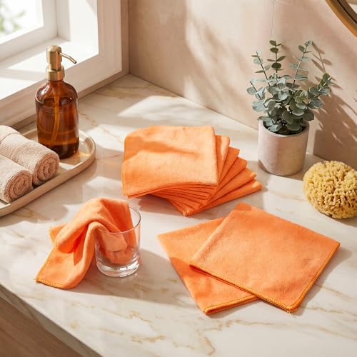Nuenen Car Microfiber Clean Cloths, Orange, 16 x 16 Inch, 60 Pcs - color: Orange, size: 16 x 16 inches