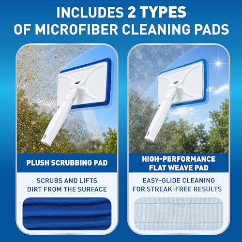 Unger Speed Clean with 4ft Pole and Extra Reusable Pads, Indoor Window Cleaner, Household Cleaning Supplies, Works with Glass and Natural Cleaners and Solutions, Attracts Dust and Dirt