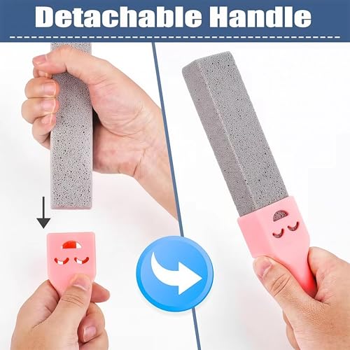 Pumice Stone Toilet Cleaner, Handled Bowl Scrubber, Bathroom Cleaning Tool for Hard Water Rings Calcium Buildup Sink Tub Pool Tile (Pink‘) - color: Pink‘