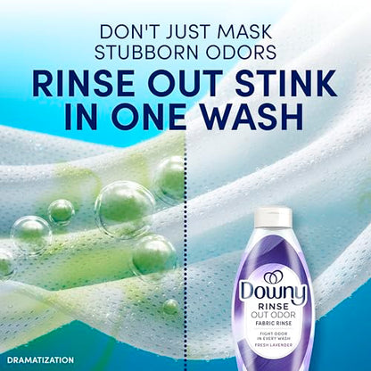 Downy RINSE & REFRESH Laundry Odor Remover and Fabric Softener, Fresh Lavender, 48 fl oz, Safe on ALL Fabrics, Gentle on Skin, HE Compatible - size: 48 Fl Oz (Pack of 1)