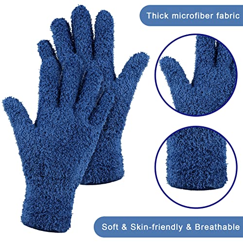 Patelai 3 Pairs Microfiber Dusting Gloves for Plants Leaf, Large - color: Black, Navy, Yellow, size: Large