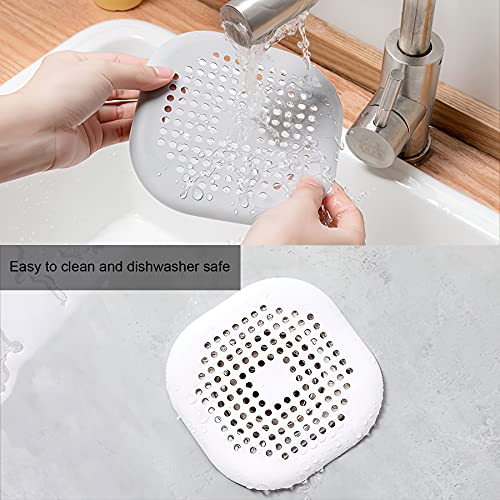 4 Pieces Drain Covers Hair Stopper for Shower Drain Bathtub Stopper Home Drain Protectors with Sucker Water Trap Sink Cover for Bathroom Bathtub and Kitchen (2 White+2 White) - color: 4 Pcs White