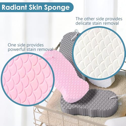 3 PCS Magic Exfoliating Bath Sponge, 3D Super Soft Exfoliating Bath Sponge