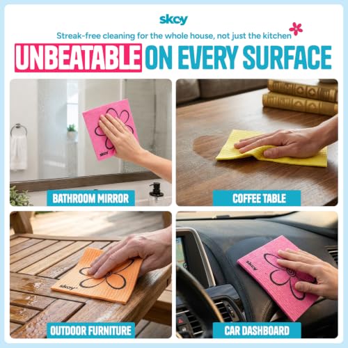 Skoy Cloth, 8-Pack Versatile Swedish Dishcloths for Kitchen and Household Use, Reusable Cleaning Cloths, Planet-Friendly, Dishwasher and Dryer-Safe, Blue - color: Blue, size: 8-Pack