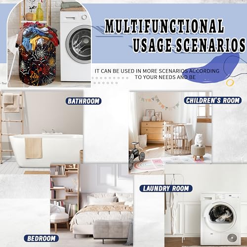 Spider Web Laundry Basket Oxford Cloth Foldable Hamper 18.9x16.5 Inch - color: Colorful Spider Web pattern