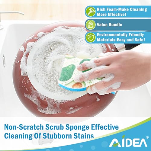 AIDEA Sponges Kitchen, Non-Scratch Scrub Sponge-24Count, Dish Sponges - color: Printed-blue