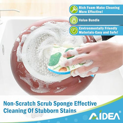 AIDEA Sponges Kitchen, Non-Scratch Scrub Sponge-24Count, Dish Sponges - color: Printed-blue