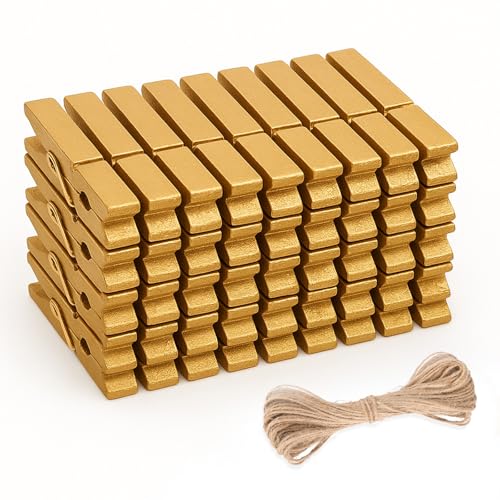 jijAcraft 2.9 Inch Large Clothes Pins - 50Pcs Wooden Clothespins - color: Gold Brown, size: 2.9 inch, 50 pcs