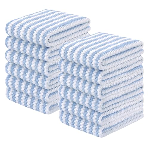 Homaxy 12 Pack Coral Velvet Kitchen Towels, 10 x 20inches, Blue - color: Blue, size: 10 x 20 - 12 Pack