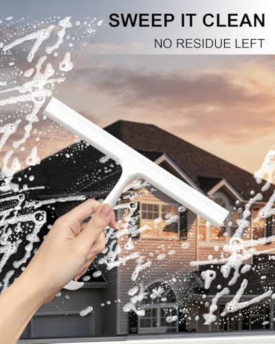Shower Squeegee for Glass Doors, 10 Inch Silicone Shower Squeegee with Hook - size: 10 Inch
