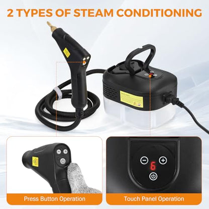 BEAMNOVA High Pressure Steamer for Auto Detailing, 1.2L Car Steam Cleaner - color: Black