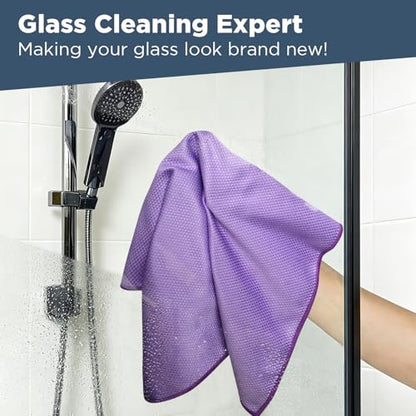 SINLAND Microfiber Glass Polishing Cleaning Cloths, Purple, 16x16In, 6Pk - color: Purple X 6