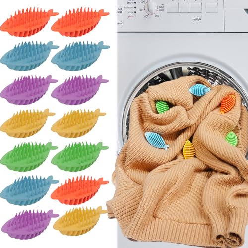 5Pcs New Fishbone Shape Laundry Balls Soft Glue Reusable Softener Ball Anti-Winding Decontamination Laundry Tablets,Random Color (8 * 4cm)