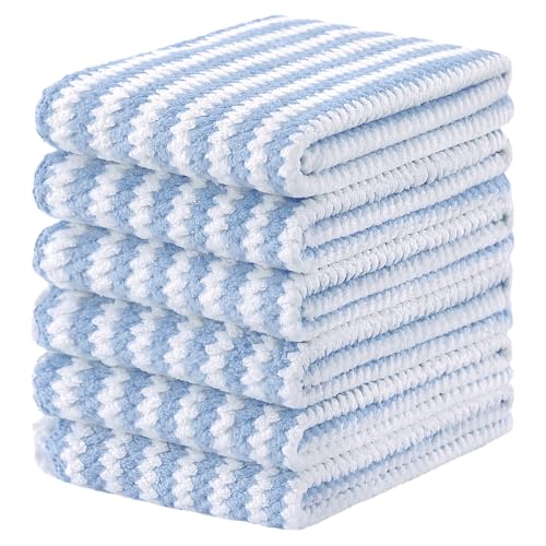 Homaxy 6 Pack Coral Velvet Kitchen Towels, 10 x 20inches, Blue - color: Blue, size: 10 x 20 - 6 Pack