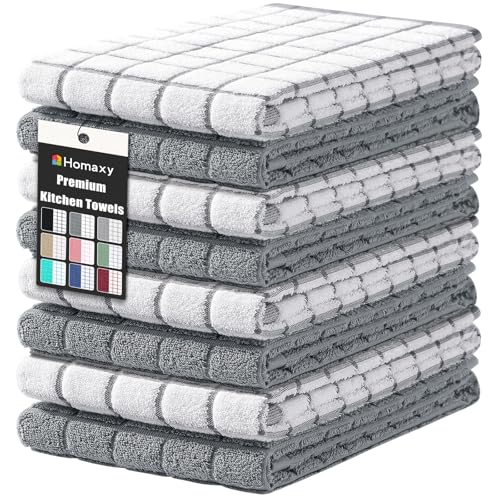 Homaxy Large Premium Cotton Kitchen Towels 16"x 28", 8 Pack, Grey - color: Grey, size: 16" X 28" - 8 Pack