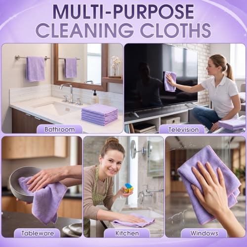 Nuenen Car Microfiber Clean Cloths, Light Purple, 16 x 16 Inch, 60 Pcs - color: Light Purple, size: 16 x 16 inches