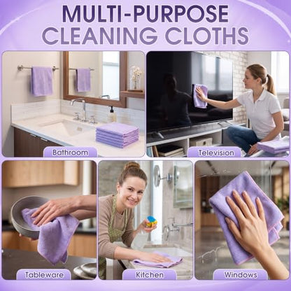 Nuenen Car Microfiber Clean Cloths, Light Purple, 16 x 16 Inch, 60 Pcs - color: Light Purple, size: 16 x 16 inches