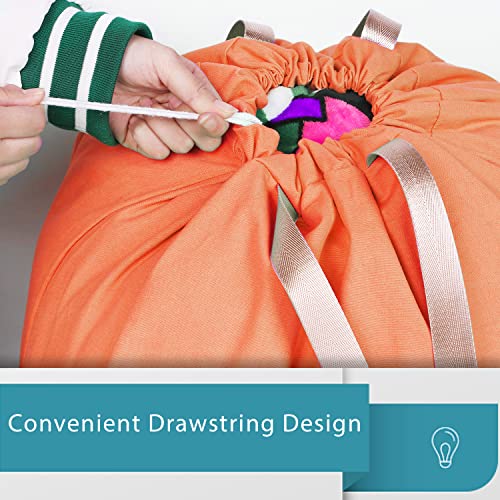 LOLOMLO Extra Large Canvas Laundry Bags with Handles & Drawstring Closure, Heavy Duty Tears Resistant Clothes Storage Travel Bags,25.5"x34",Orange - color: Orange
