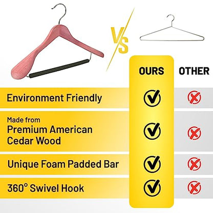 DEILSY™ Cedar Hangers 5 Pack Wide Shoulder Suit Hangers for Men