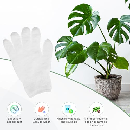 M METERXITY Dusting Gloves, Reusable Washable Mittens for House/Plants/Cars/Blinds Dusting, Leaf Cleaning Glove Mittens - color: White, size: 7.8 x 10 cm