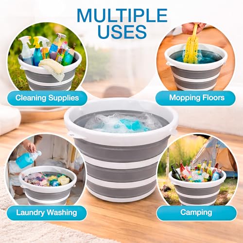 Collapsible Bucket with Handle 2.6 Gallons 10L Foldable Bucket