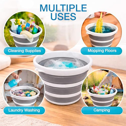 Collapsible Bucket with Handle 2.6 Gallons 10L Foldable Bucket