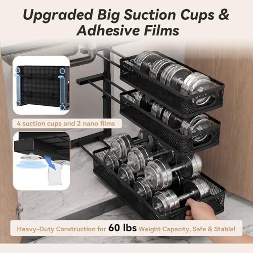 3-Tier Under Sink Organizer 2-Pack Organization for Bathroom Kitchen,Black - color: Black