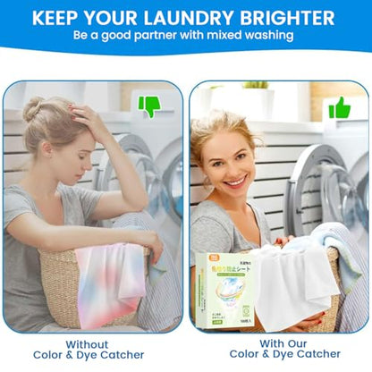 120 Count Laundry Color Catcher Sheets for Washing Machine, Anti-Color Bleeding Dye Trapping Sheets for Mixed Washing, Hypoallergenic & Efficient