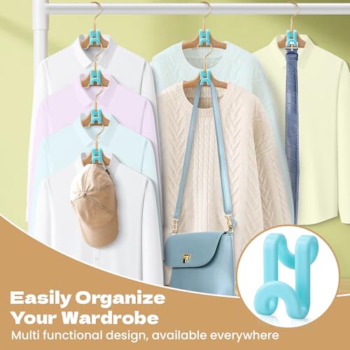 Mlici 60 Pack Space Saving Hanger Connector Hooks for Closet, Sky Blue - color: Sky Blue