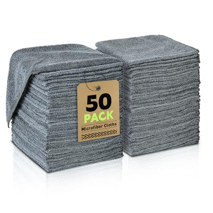Microfiber Cleaning Cloths Bulk-50 Pack, Gray Microfiber Towels for Cars - color: Grey, size: 50P