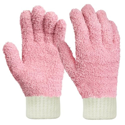 MIG4U Microfiber Dusting Gloves House Cleaning Glove for Blinds, Windows, Shutters, Furniture, and Car, Reusable Lint-Free Pink 1 Pair S/M - color: Pink 1 Pair