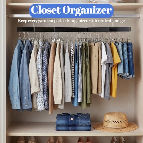 4 Pack Legging Organizer for Closet Pants Hangers with 12 Clips