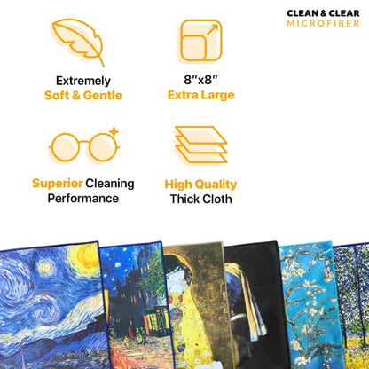 Large [6 Pack] Classic Art (Sunflowers) - Ultra Premium Quality Microfiber Cleaning Cloths (Best for Camera Lens, Glasses, Screens, and All Lens.), Microfiber Cloth - color: Vincent Van Gogh "Sunflowers", size: 6 Pack