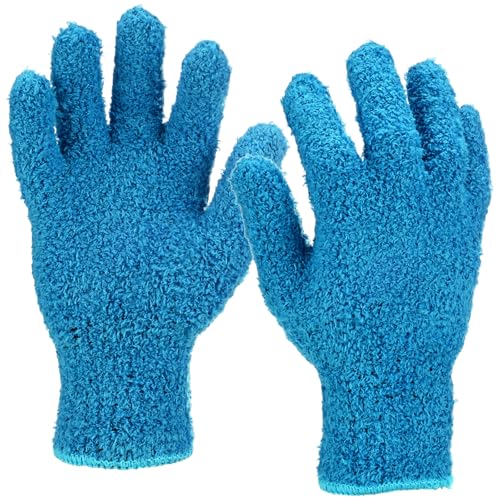 M METERXITY Dusting Gloves, Reusable Washable Mittens for House/Plants/Cars/Blinds Dusting, Leaf Cleaning Glove Mittens - color: Blue, size: 7 x 9.5 cm