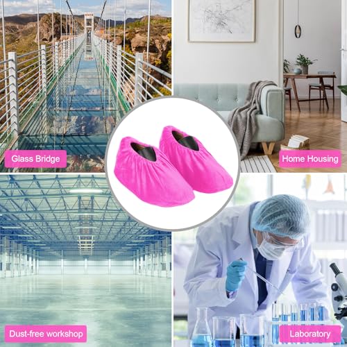 JaGely 11 Pair 11 Pair Reusable Cloth Shoe Covers for Indoors, Pink - color: Pink
