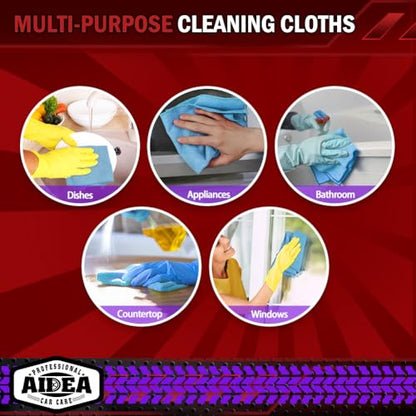 AIDEA Microfiber Cleaning Cloth Blue 10PK, Cleaning Rags 12×12" - color: Blue, size: 10PK