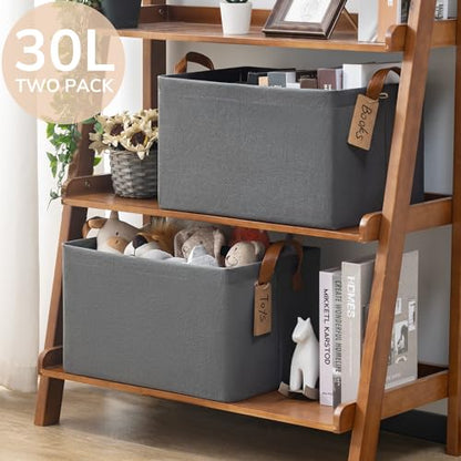 CHICVITA 30L Large Fabric Closet Bins for Shelves, 2Pack, Grey - color: Grey, size: 16 ¾" L x 11" W x 9 ¾" H