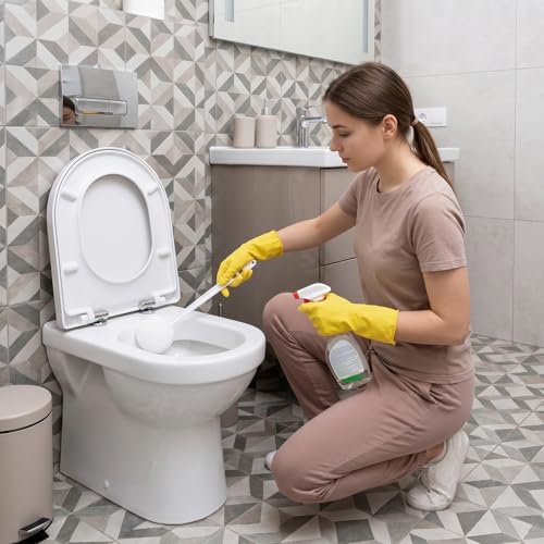 20 Pack Soft Toilet Bowl Brush with Long Plastic Handle 15 Inches Long Disposable Soft Swab Toilet Bowl Cleaners Mop, Toilet Brushes for Dead Corner Silk Scrubber for Toilet Bowls (White)