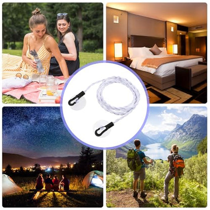 Travel Retractable Clothes Lines for Hanging Clothes Outside Bungee Cord Portable Retractable Clothesline with Hooks and Suction Cups Camping Accessories Cruise for Indoor Home Camping Travel, White