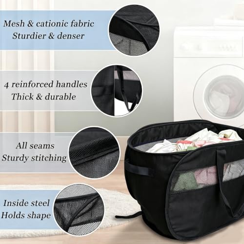100L Extra Large Durable Collapsible Laundry Baskets, Black, 2‑Pack - color: Black * 2
